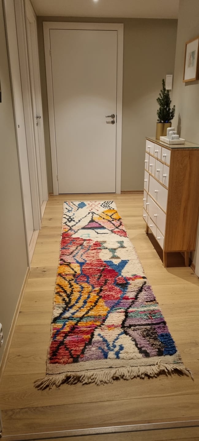Customer photo review of Tbaat Runner | Boujaad 2x10 Moroccan Runner Rug for Hallway & Kitchen | 2'13x10'10 ft | 65x308 cm