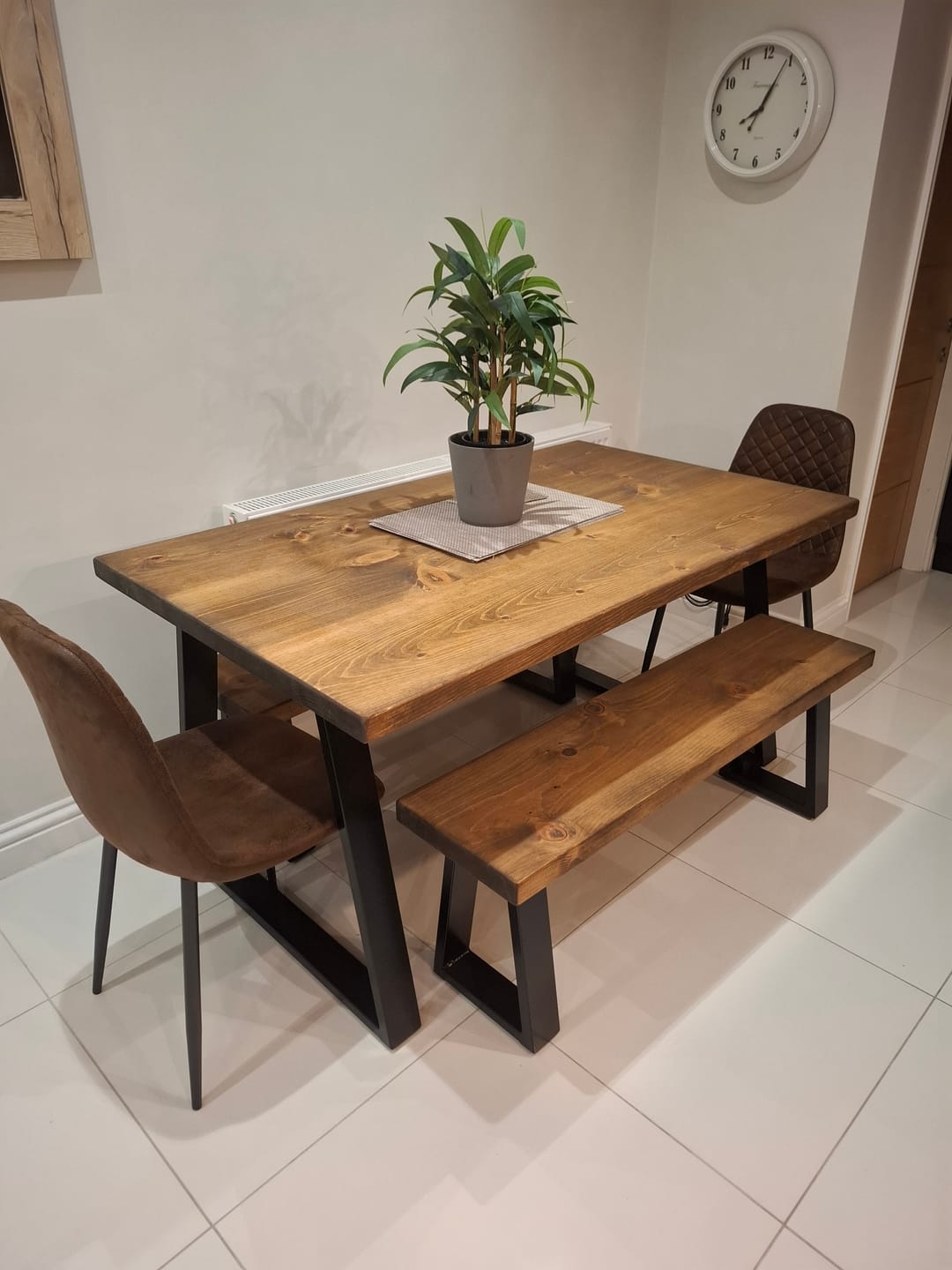 Customer photo review of Industrial Dining Table with Trapezium Leg - Smoked Oak