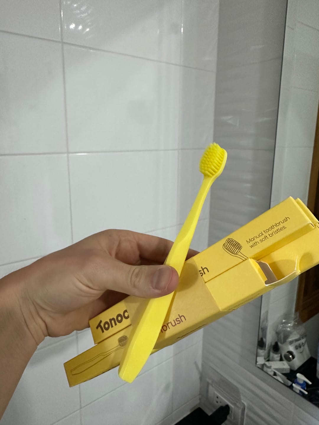 Customer photo review of Max Toothbrush • Extra Soft for Sensitive Gums • 4 Pack (Lemon Yellow)