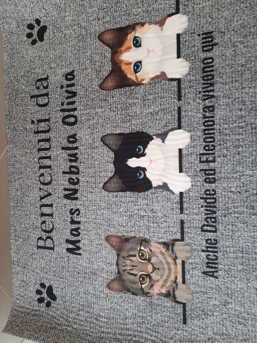 Customer photo review of Benvenuti da – Zerbino personalizzato