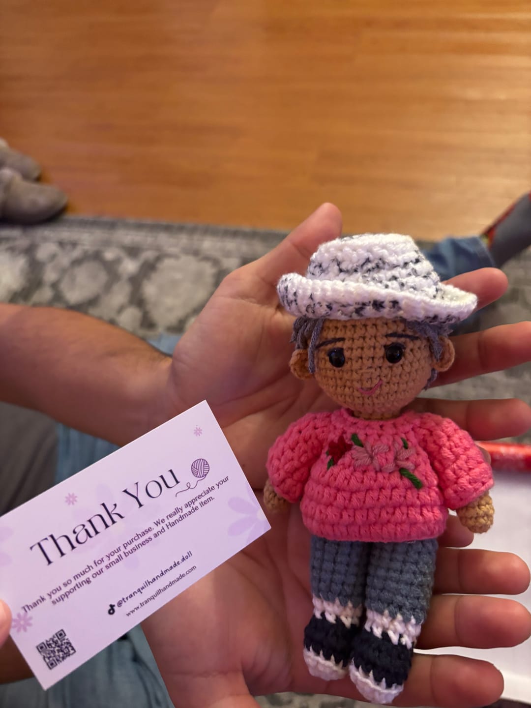 Customer photo review of Tranquil® - Personalized Crochet Doll with Photo Card (Christmas CUT-OFF: Nov 25th)
