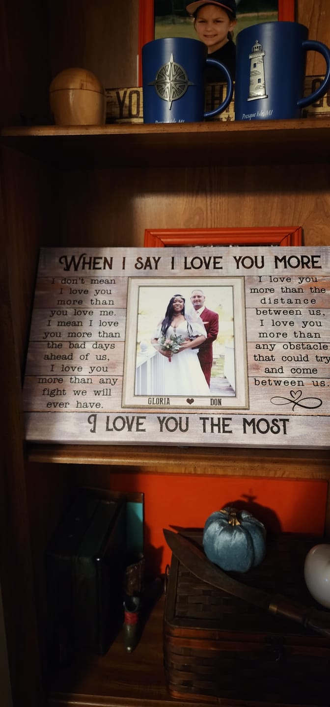 Customer photo review of Personalized Canvas Prints, Custom Photos, Loving Gift For Couple, Couple Gift, Anniversary Gift, When I Say I Love You More Dem Canvas