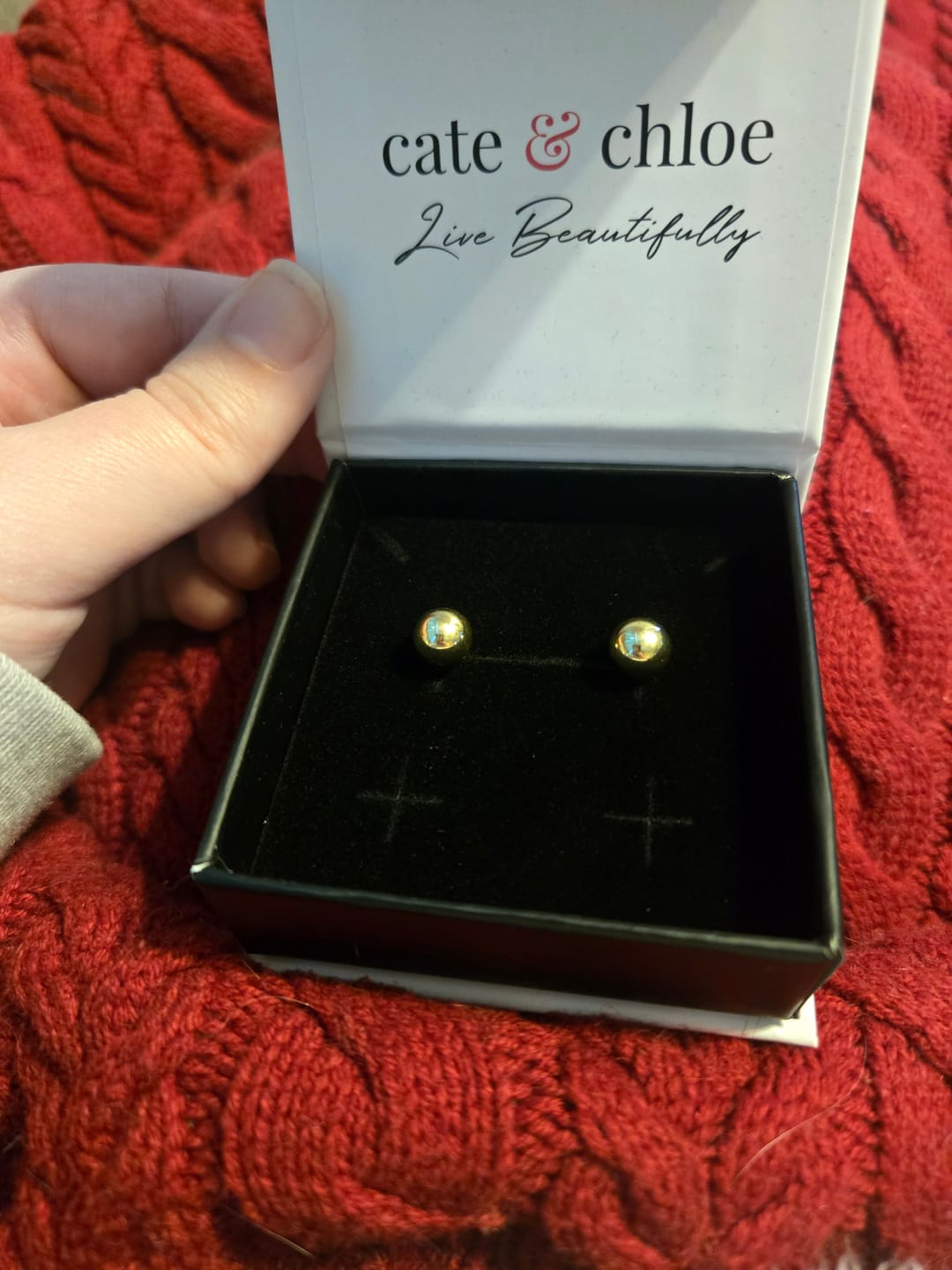 Customer photo review of Harper 18k White Gold Plated Ball Stud Earrings