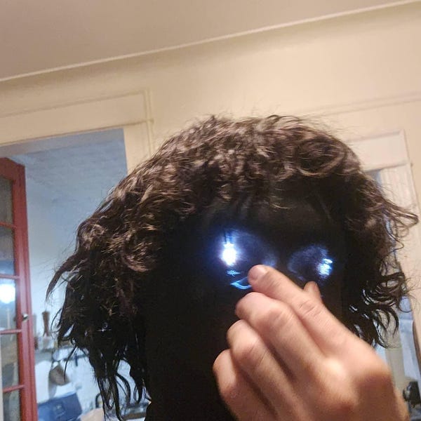 Customer photo review of Men Human Hair Wig Black Lace Front Curly Short Hair With Bangs Messy Thick Realistic 13X6