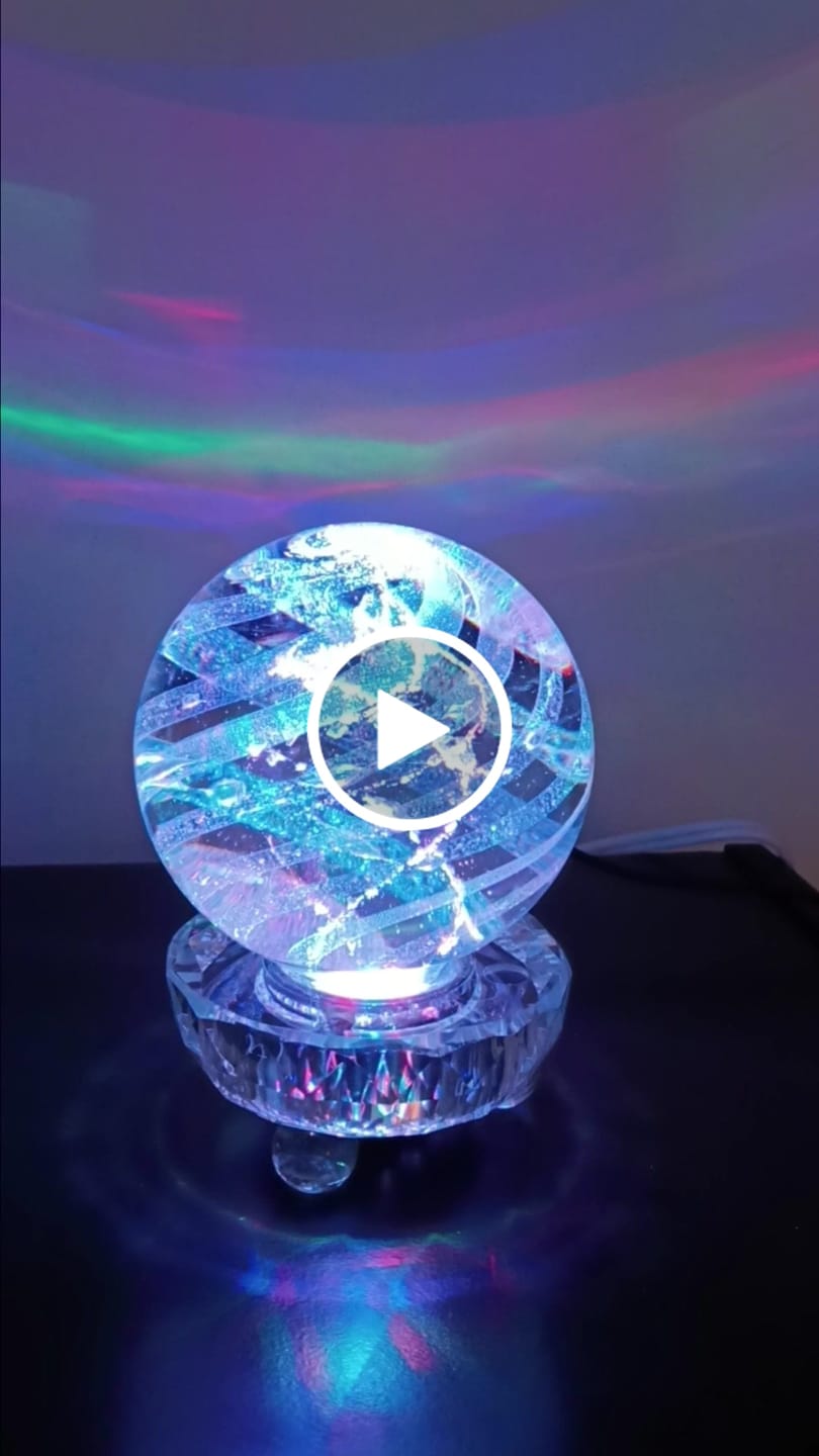 Customer video review of Illuminated Dichroic Rainbow Orb with Cremains