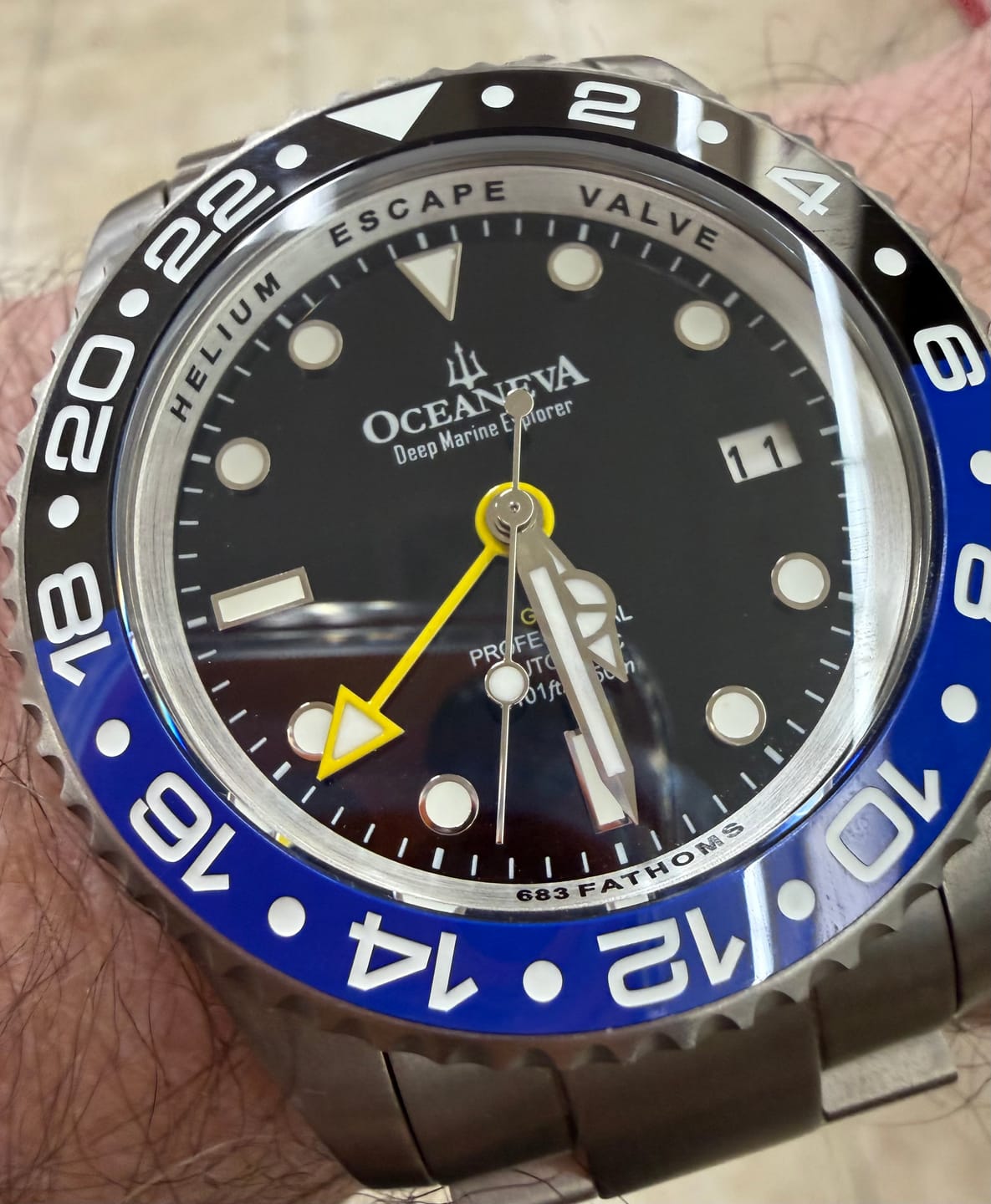 Customer photo review of Oceaneva Men's GMT TITANIUM Automatic Deep Marine Explorer 1250M Black Ceramic Bezel Watch