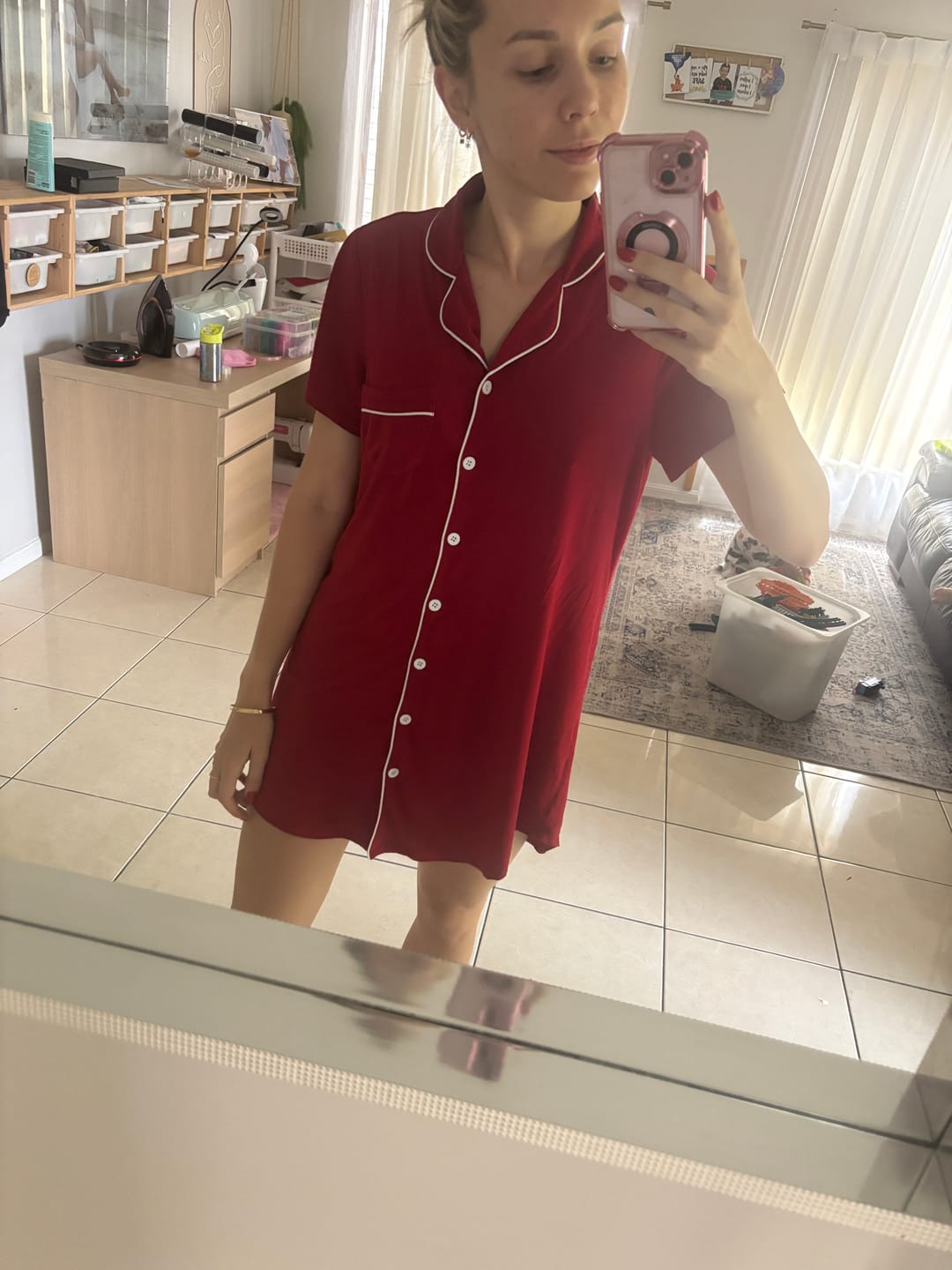 Customer photo review of Short Sleeve Nightie - Red