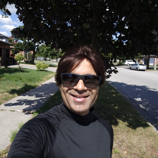 Customer photo review of Men Dark Brown Real Human Hair Side Part Curtain Bangs Wig