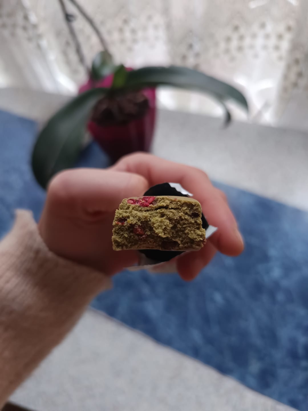 Customer photo review of Matcha + Raspberry