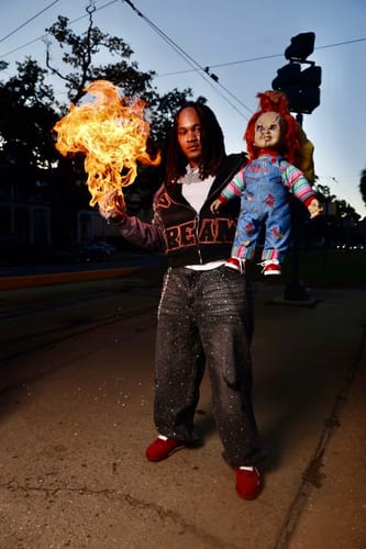 Customer photo review of Vale Forever Iced Out Denim Pants Black