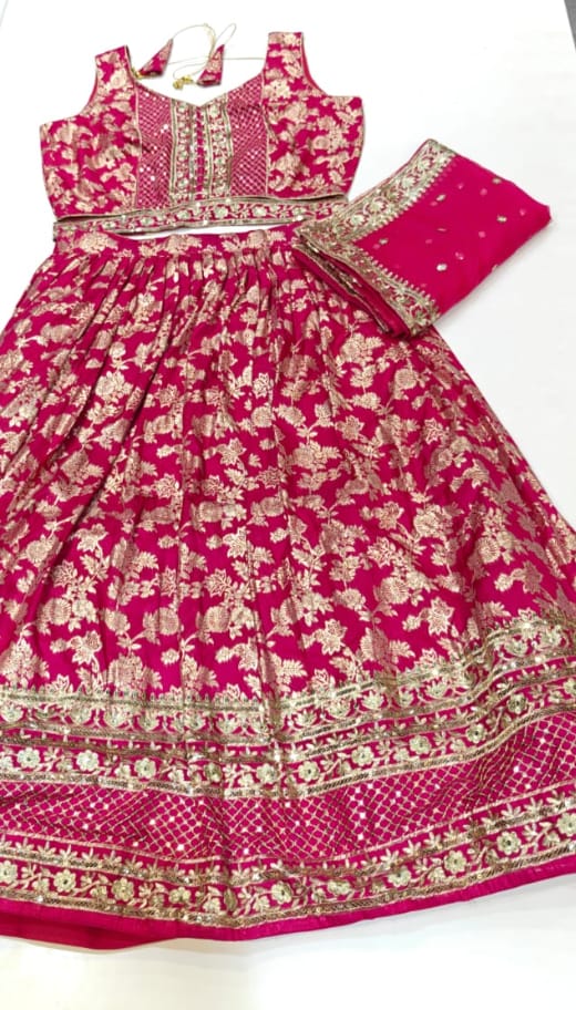 Customer photo review of Rani Pink Sequins and Zari Embroidery Work Silk Lehenga