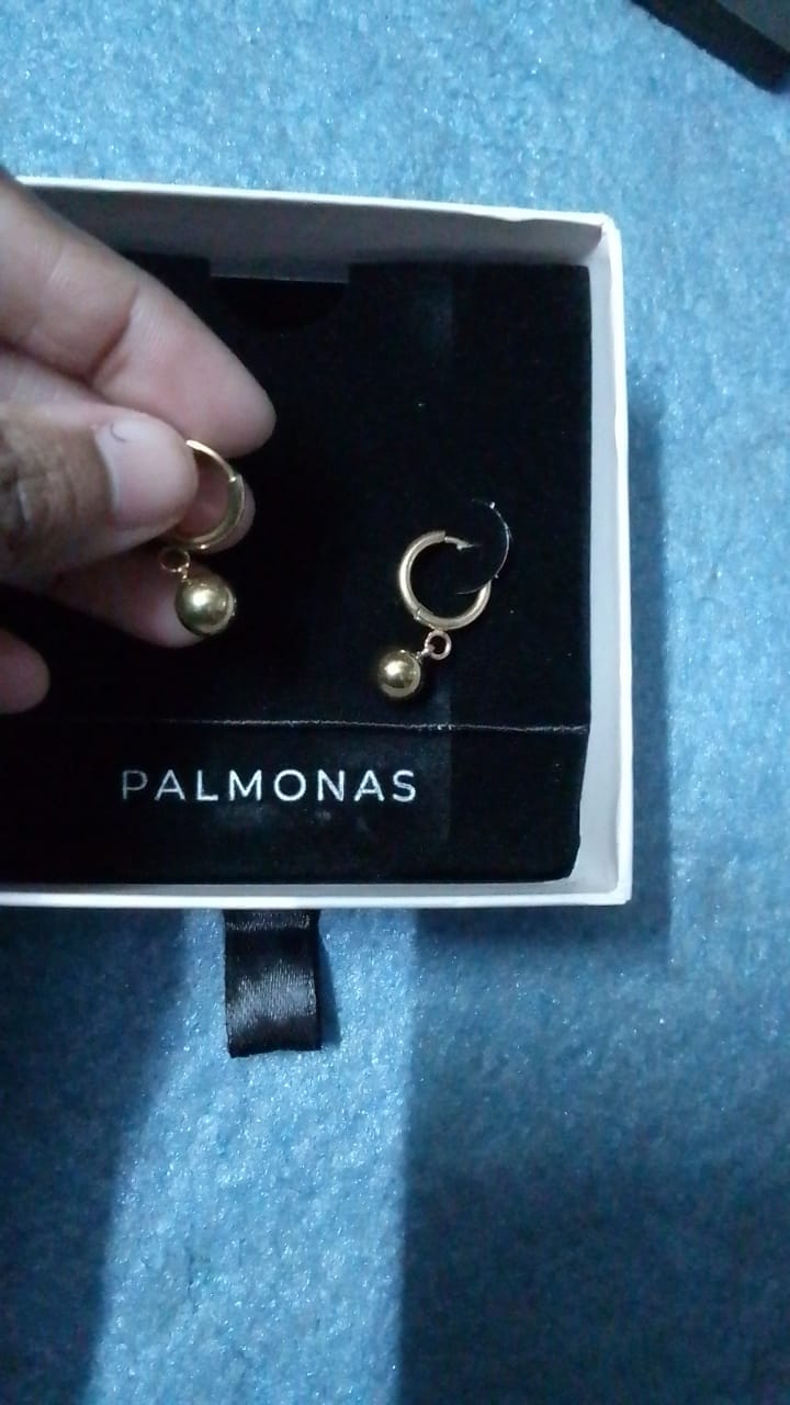 Customer photo review of Golden Orb Earrings
