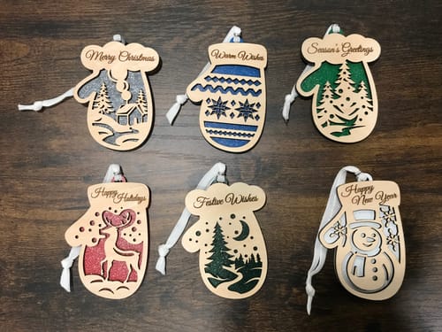 Customer photo review of Christmas gloves custom 6 ornaments laser cut svg file
