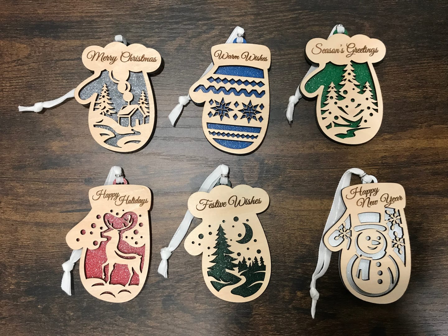 Customer photo review of Christmas gloves custom 6 ornaments laser cut svg file