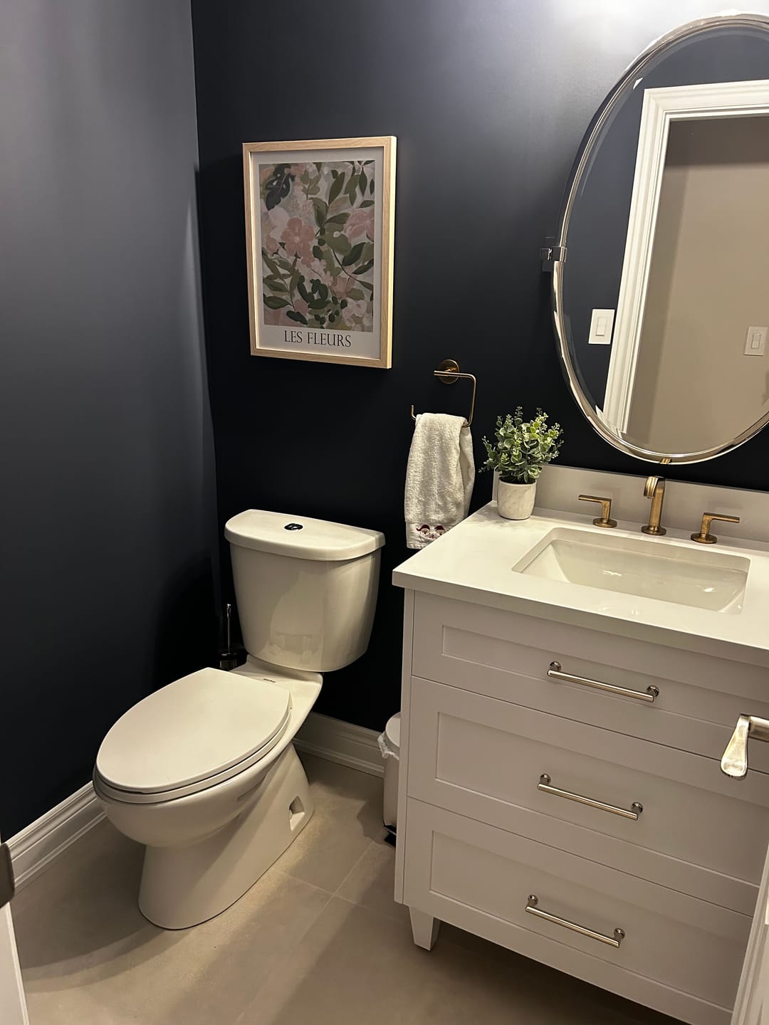 Customer photo review of Bridgeport 30" Satin White Bathroom Vanity - All Drawers