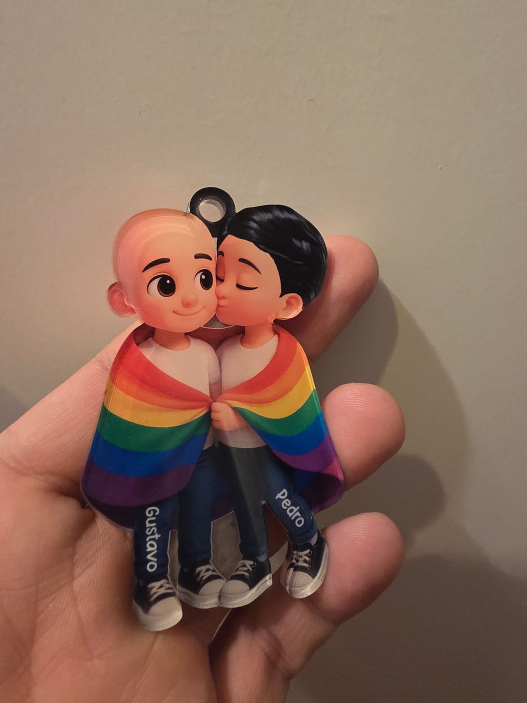 Customer photo review of Pride Month LGBT Couple Love Is Love Personalized Acrylic Christmas Ornament