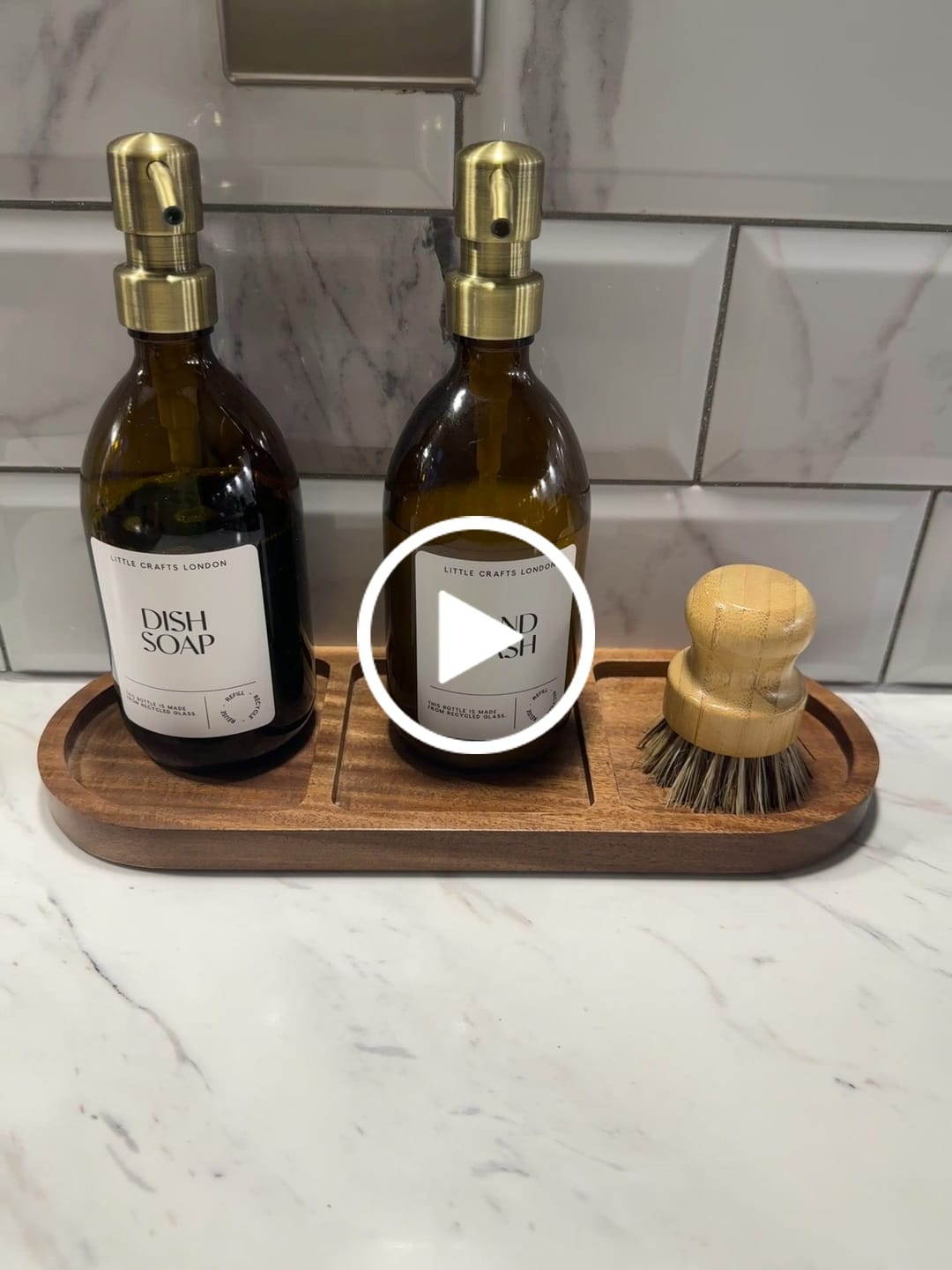 Customer video review of Set of 2 Amber Glass Bottles 500 ML Long tray & Dish Brush