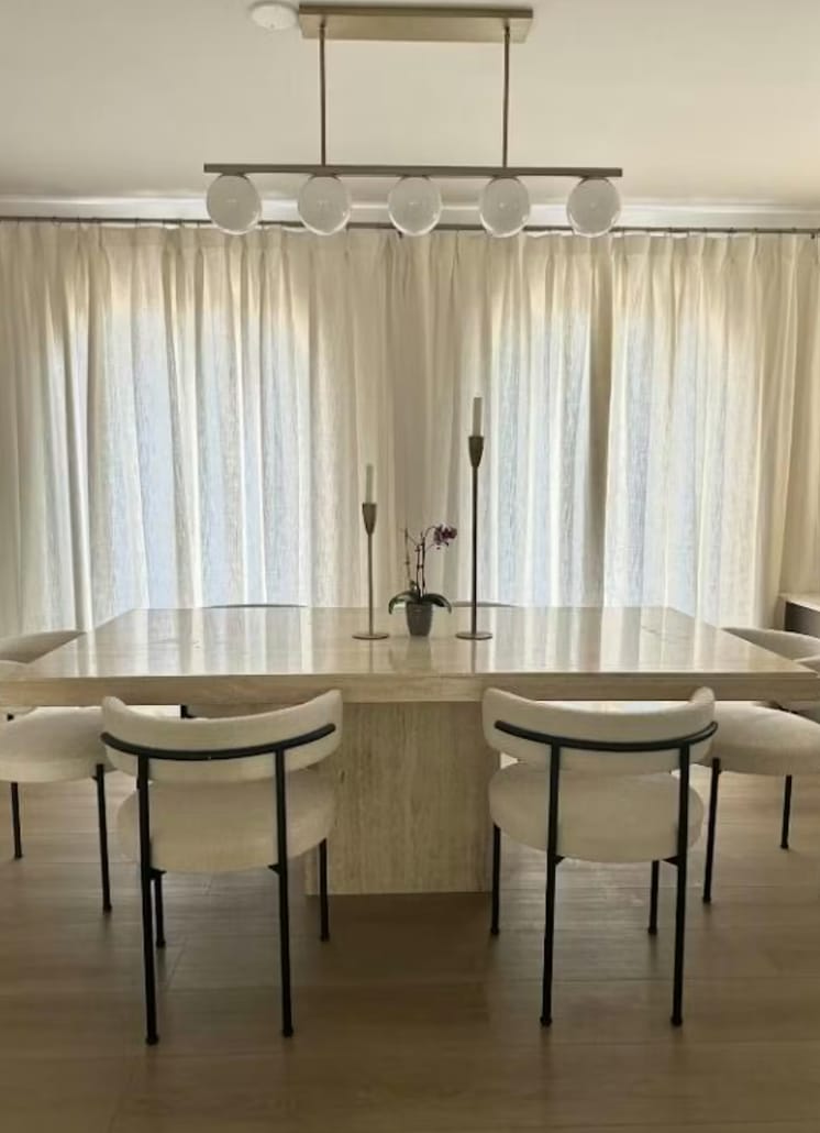 Customer photo review of Luxury Pinch Pleated Drapes | Linen Texture, Light Filtering for Living Room & Dining Rooms (Liz)