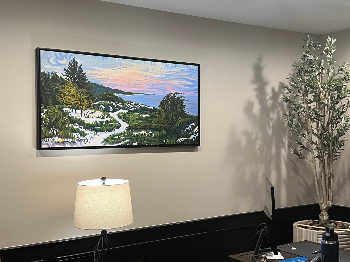 Customer photo review of Enlightened Path Framed Canvas Print - Lake Michgan Sunset - Path