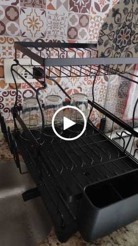 Customer video review of Escorredor De Louça 2 Em 1 Decoteam 2 Níveis Ralo Ajustável