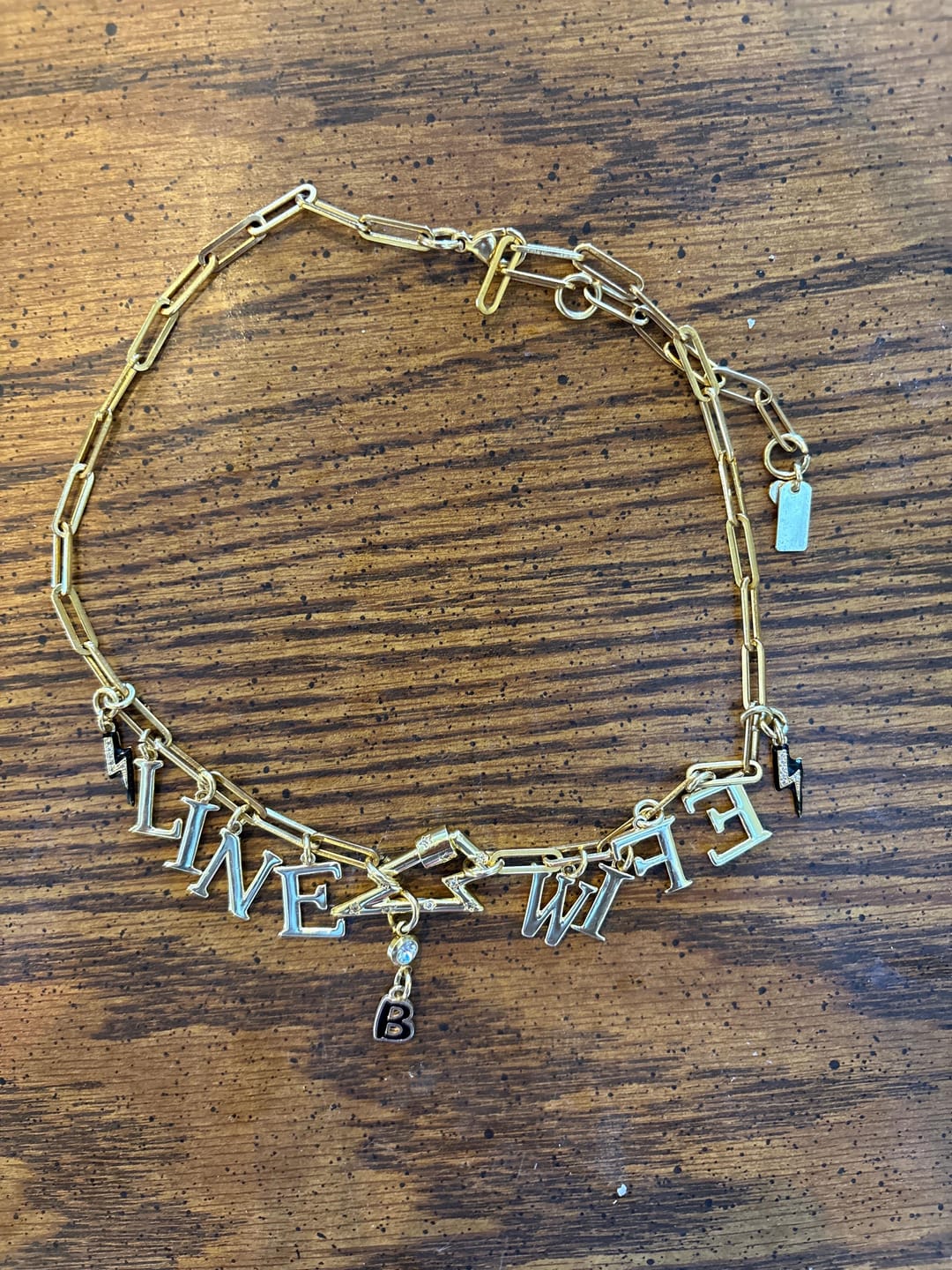 Customer photo review of Design Your Own Custom Charm Necklace- 1 to20 Charms- 18 Karat Plated Gold- Stainless Steel- Custom Length