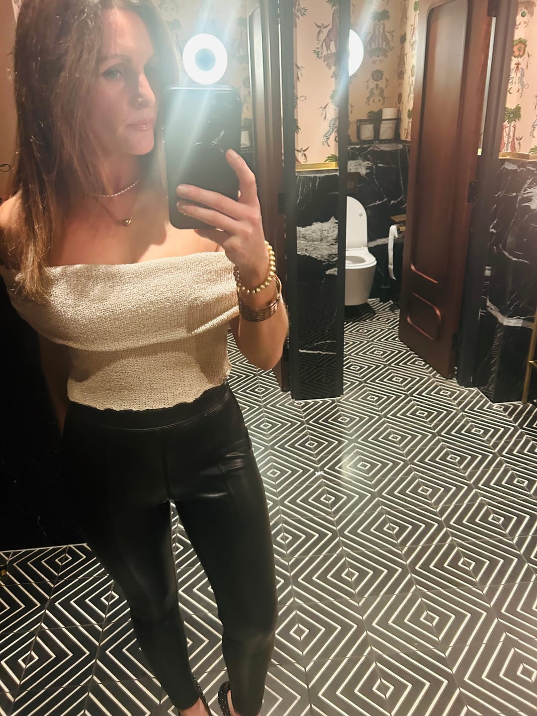 Customer photo review of Dena Black PU Trousers