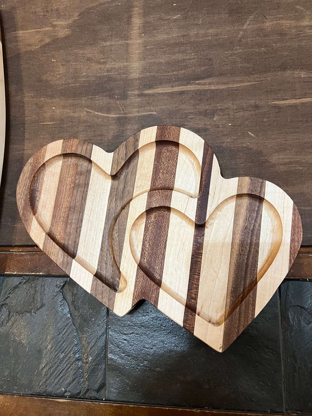 Customer photo review of 10.4x8.2" Nested Double Heart Tray 08 Acrylic Router Template