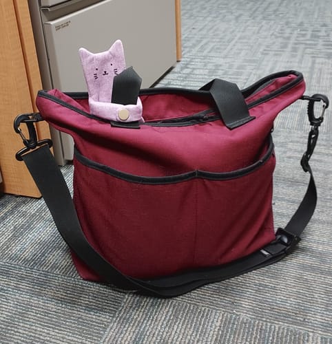 Customer photo review of Hugging Cat Zipper Pouch — Handmade Bag Charm