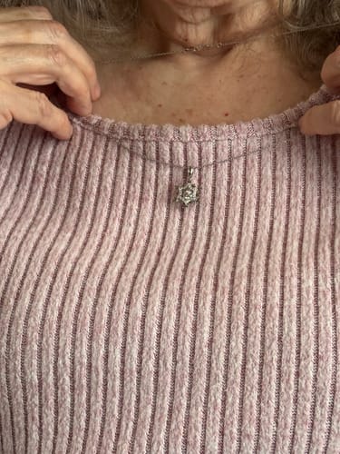 Customer photo review of Dancing Moissanite Snowflake Sterling Silver Necklace