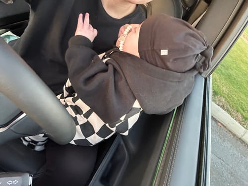 Customer photo review of Hooded Fleece Romper in Venice