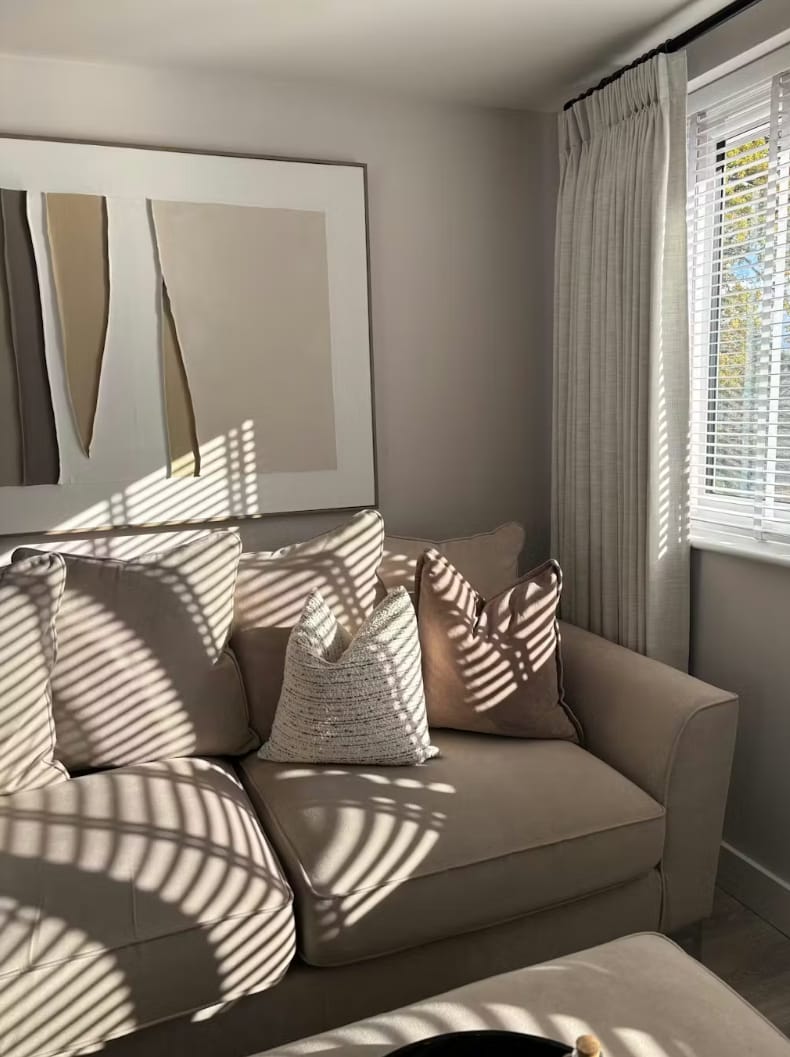 Customer photo review of Luxury Pinch Pleated Drapes | Linen Texture, Light Filtering for Living Room & Dining Rooms (Liz)