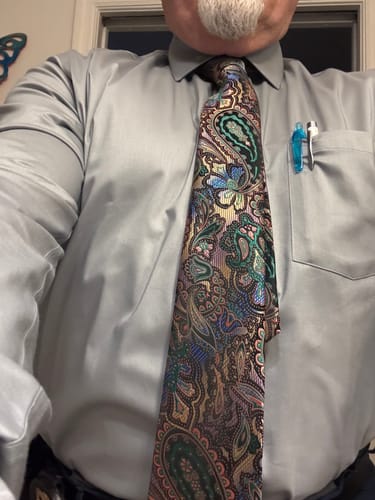 Customer photo review of Ties2you Mens Paisley Necktie Formal Green Suit Tie Handkerchief Cufflinks Set