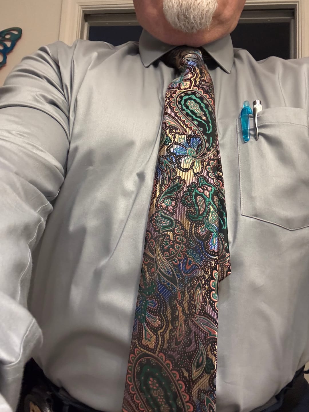 Customer photo review of Ties2you Mens Paisley Necktie Formal Green Suit Tie Handkerchief Cufflinks Set