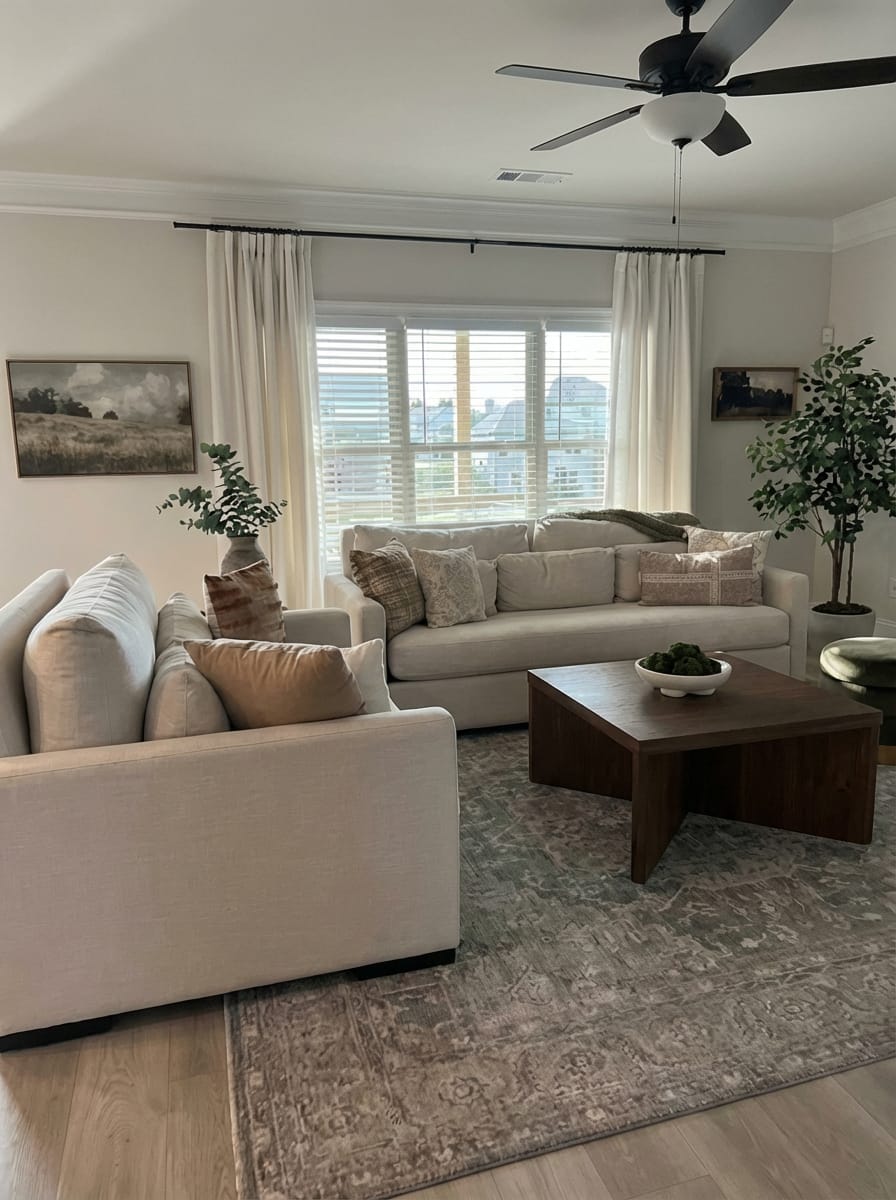 Customer photo review of Neutral Linen Blend Curtains – Pinch Pleated, Light Filtering & Elegant Drapes for Living Room & Dining Room (Lucy)