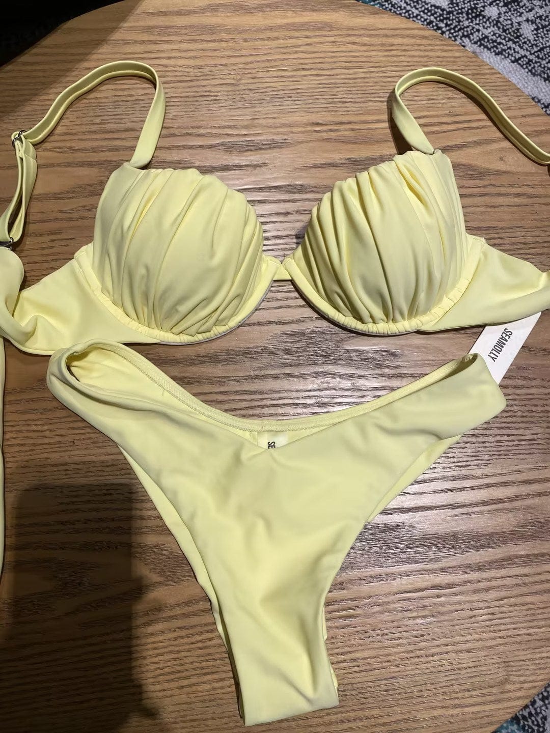 Customer photo review of Seamolly Sexy Solid Color Ruched Underwire Push Up Bikini Set