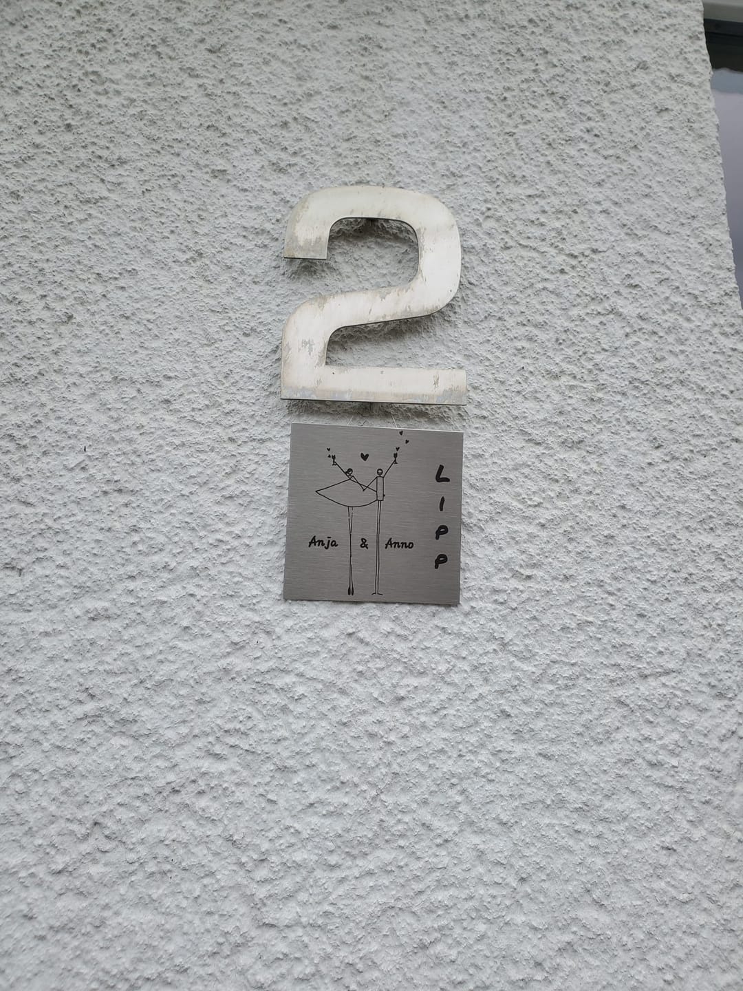 Customer photo review of V2A Edelstahlschild in verschiedenen Größen, individuell personalisierbar.