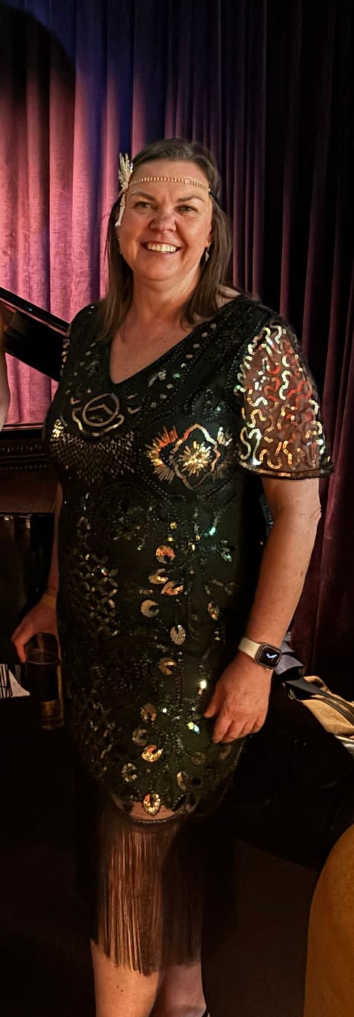 Customer photo review of Margot Plus Size Gatsby Dress - Green