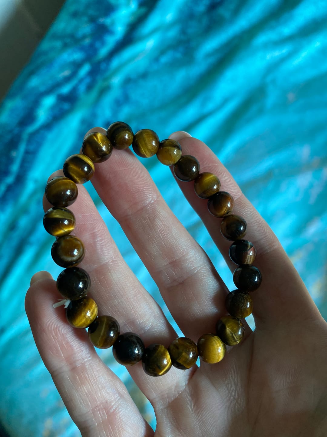 Customer photo review of Tiger's Eye beaded bracelet