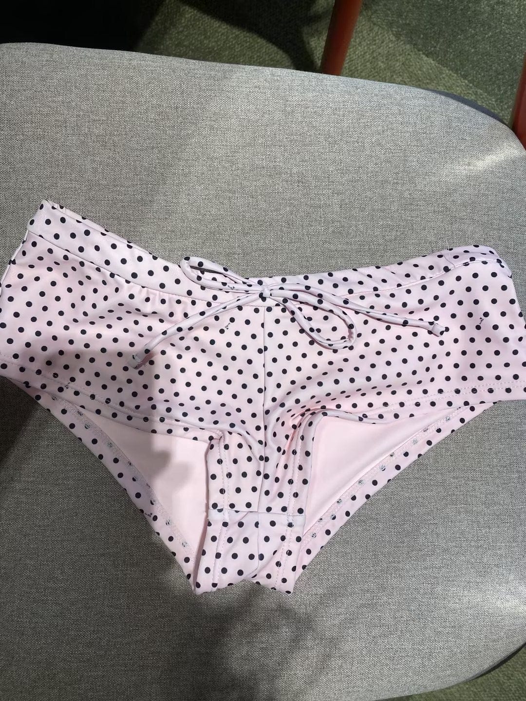 Customer photo review of Seamolly Polka Dots Bowknot Low Rise Beach Swim Bottom Boyshorts