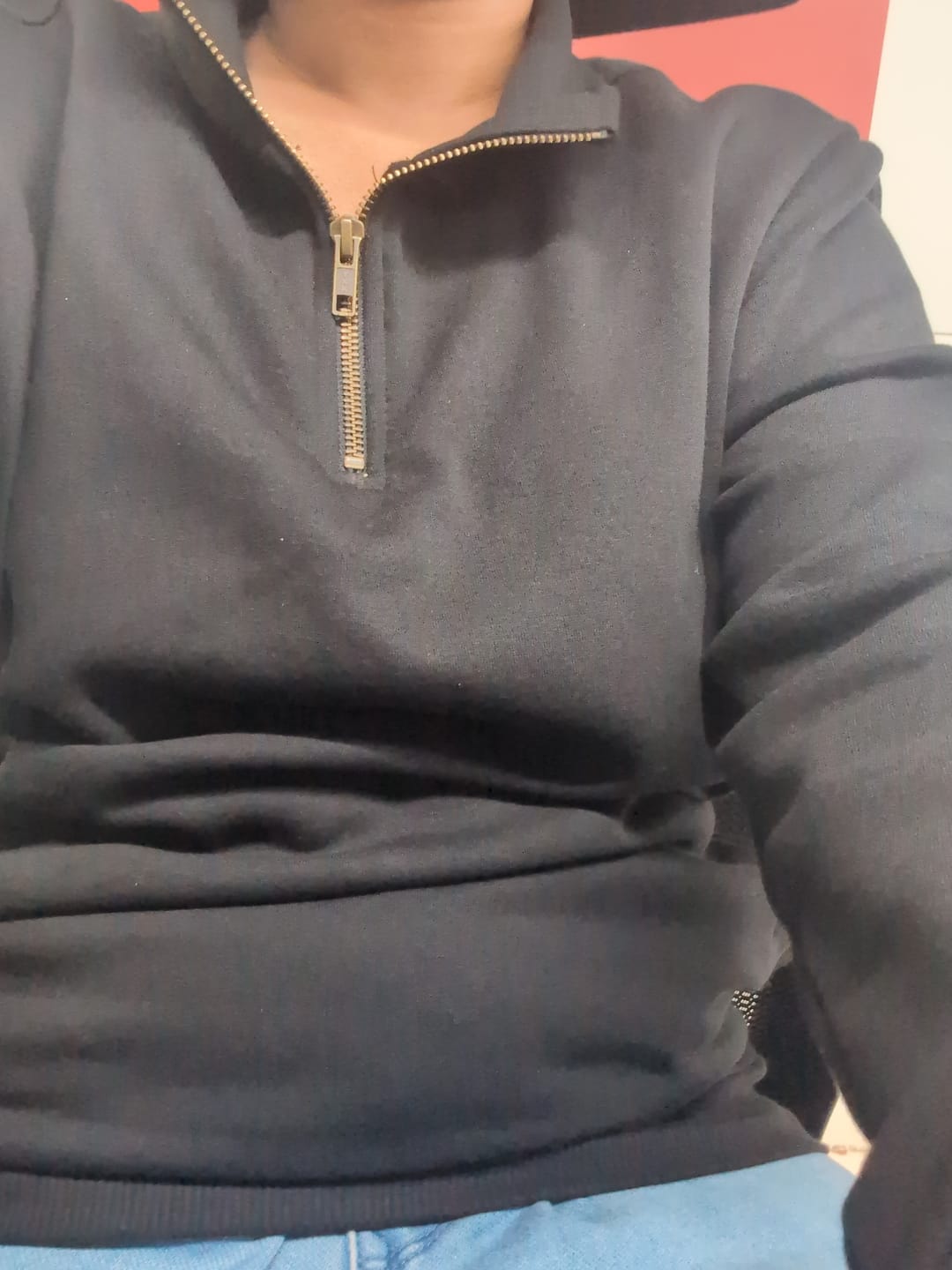 Customer photo review of Unisex Black Zip Neck Sweatshirt