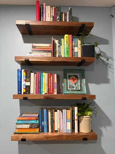 Customer photo review of Walnut Shelves with Brackets