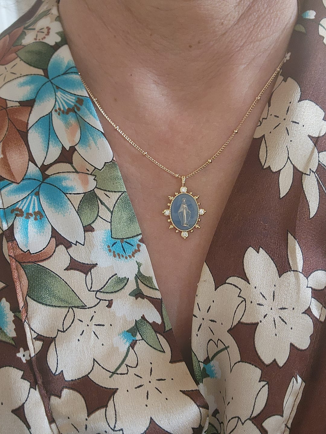 Customer photo review of French Blue Lady Lourdes Pendant