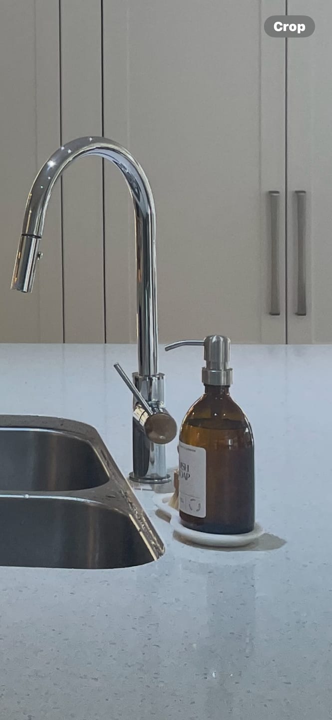 Customer photo review of 500ml Amber Glass Bottle with Metal Pump White Label