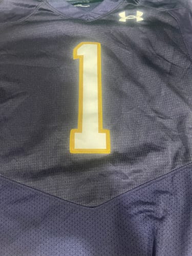 Customer photo review of Men's Notre Dame Fighting Irish Under Armour #1 Navy Player Game Jersey