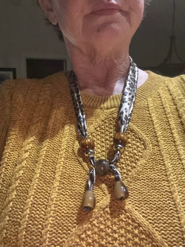 Customer photo review of Vintage Pull-out Silk Scarf Beaded Necklace