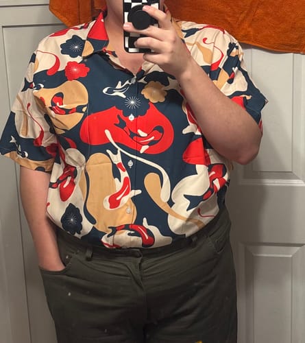 Customer photo review of Modern Koi Button Up Shirt