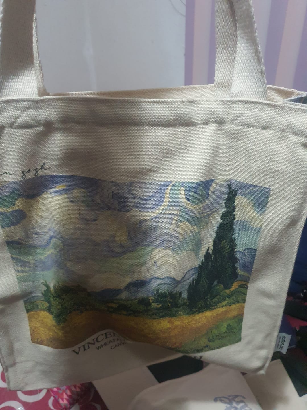 Customer photo review of Van Gogh "Wheat field with Cypresses"  - Tote Bag