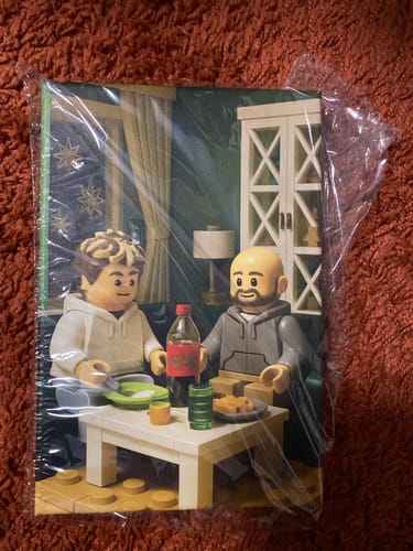 Customer photo review of Personalisierte Leinwand - Portrait im Baustein-Stil