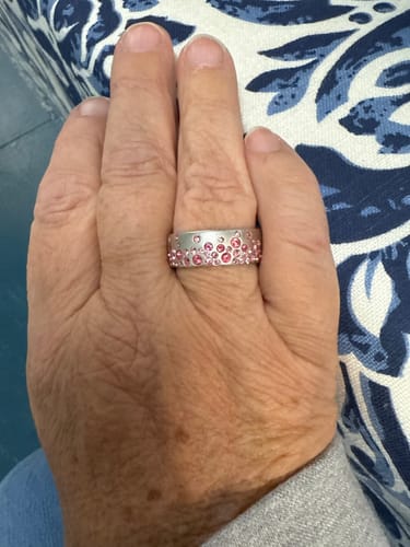 Customer photo review of Nebula Drop Ring - Rose Quartz
