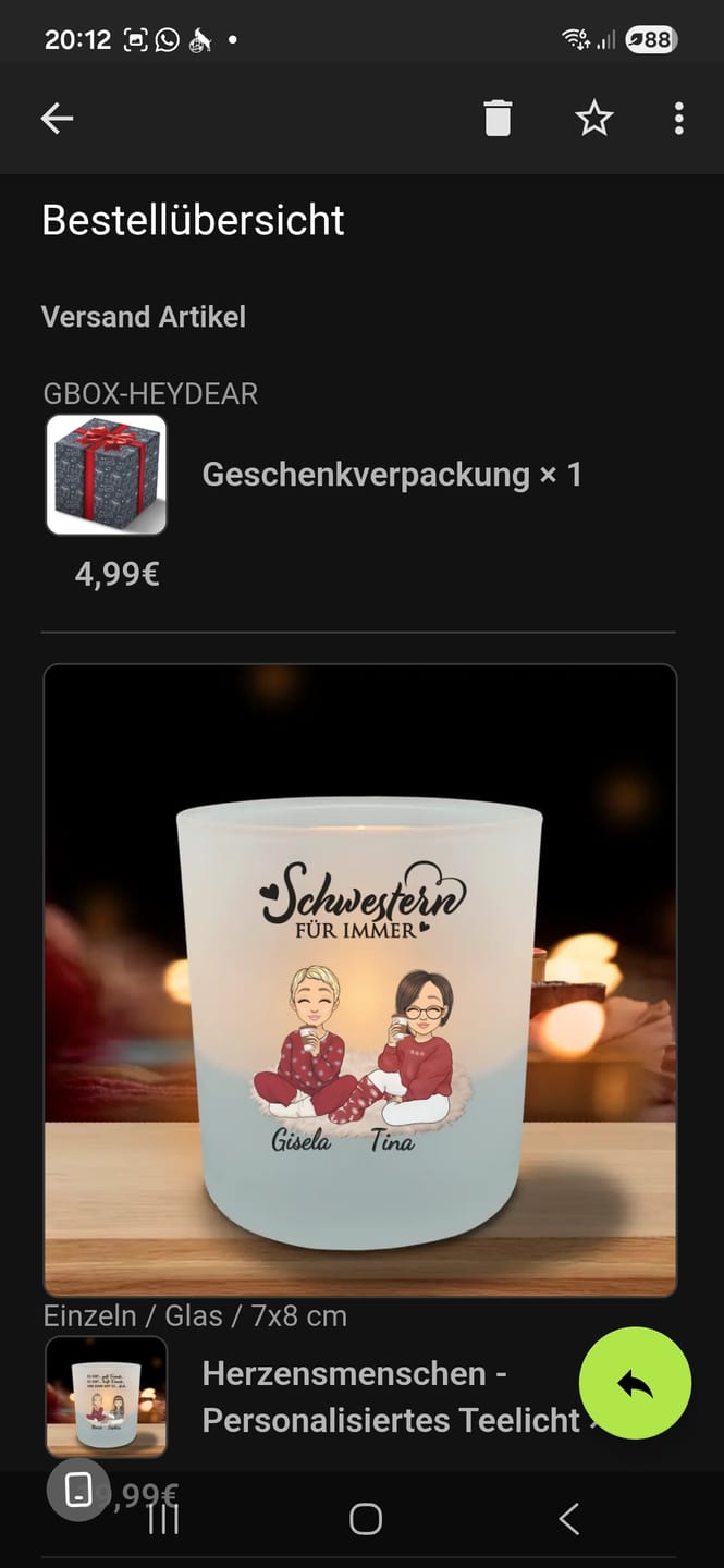 Customer photo review of Herzensmenschen - Personalisiertes Teelicht